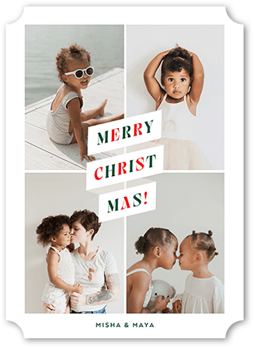 Colorful Headline Christmas Card, White, 5x7 Flat, Christmas, Pearl Shimmer Cardstock, Ticket