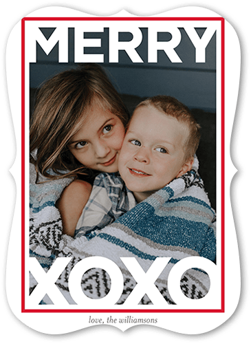 Big Xo Christmas Card, White, 5x7 Flat, Christmas, Pearl Shimmer Cardstock, Bracket