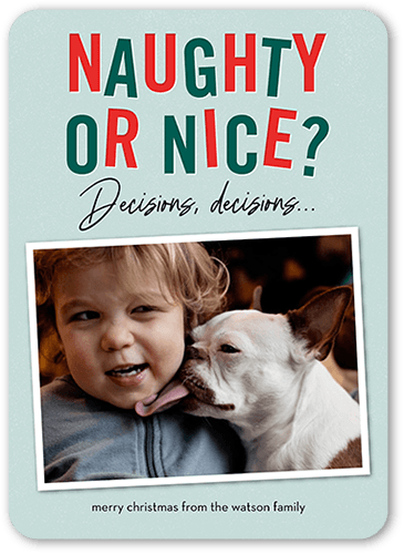 Decision Time Christmas Card, Blue, 5x7 Flat, Christmas, 100% Recycled Cardstock , Rounded