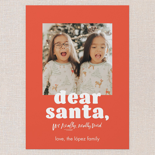 Dear Santa Magic Christmas Card, Red, 5x7 Flat, Christmas, Luxe Double-Thick Cardstock, Square