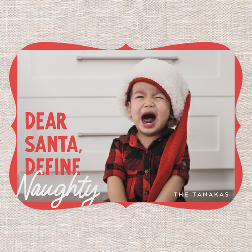 Define Naughty Christmas Card, Red, 5x7 Flat, Christmas, Pearl Shimmer Cardstock, Bracket