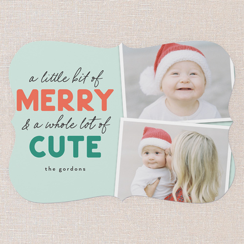 Merry And Cute Christmas Card, Green, 5x7 Flat, Christmas, Pearl Shimmer Cardstock, Bracket