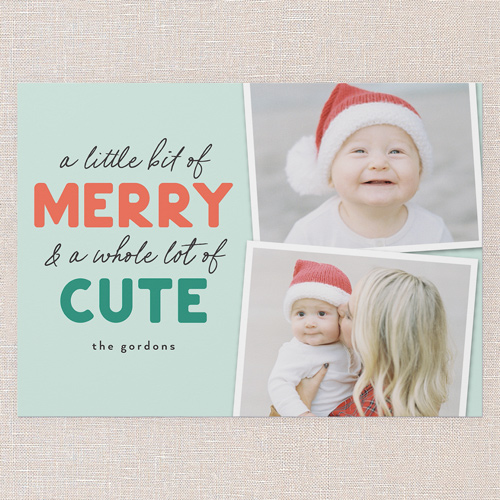 Merry And Cute Christmas Card, Green, 5x7 Flat, Christmas, Standard Smooth Cardstock, Square