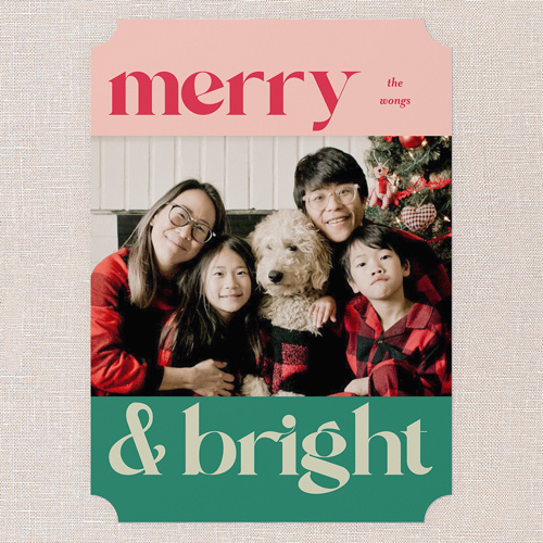 Very Merry Vibes Christmas Card, Red, 5x7 Flat, Christmas, Pearl Shimmer Cardstock, Ticket