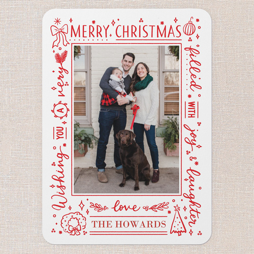 Handwritten Wish Christmas Card, Red, 5x7 Flat, Christmas, Standard Smooth Cardstock, Rounded, Apple