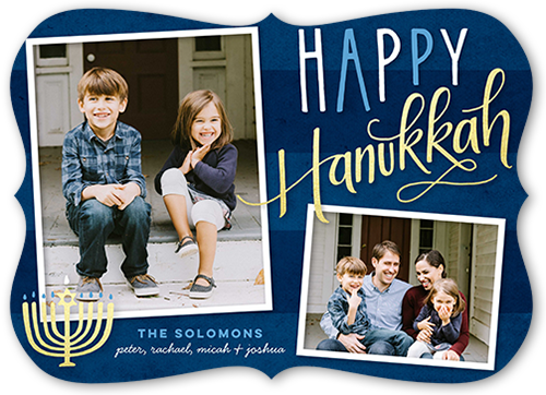 Captured Menorah Hanukkah Card, Blue, Hanukkah, 100% Recycled Cardstock , Bracket