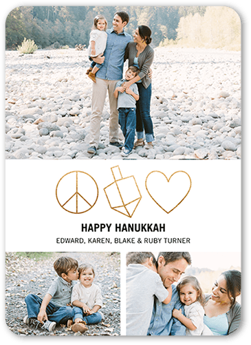 Elegant Symbols Hanukkah Card, White, 5x7 Flat, Hanukkah, Standard Smooth Cardstock, Rounded