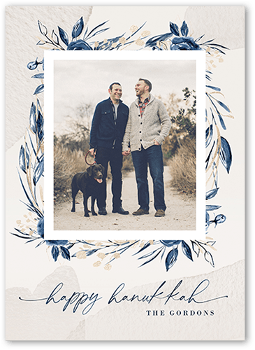 Floral Display Hanukkah Card, Gray, 5x7 Flat, Hanukkah, Standard Smooth Cardstock, Square
