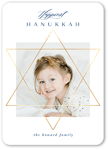 Elegant Star Hanukkah Card, White, 5x7 Flat, Hanukkah, Standard Smooth Cardstock, Rounded