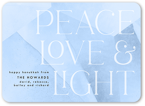 Geometric Peace Hanukkah Card, White, 5x7 Flat, Hanukkah, Standard Smooth Cardstock, Rounded