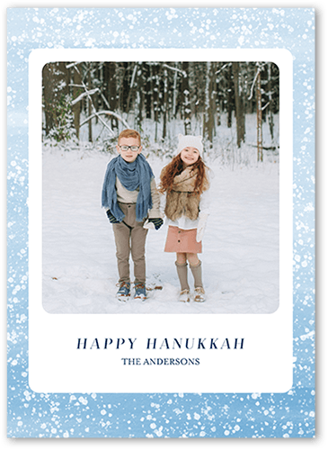 Snowy Sides Hanukkah Card, White, 5x7 Flat, Hanukkah, Pearl Shimmer Cardstock, Square