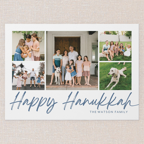 Brushed Headline Hanukkah Card, White, 5x7 Flat, Hanukkah, Matte, Signature Smooth Cardstock, Square, White