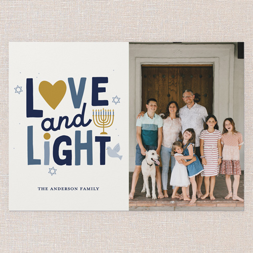 Lighthearted Wishes Hanukkah Card, Beige, 5x7 Flat, Hanukkah, Luxe Double-Thick Cardstock, Square, Cream