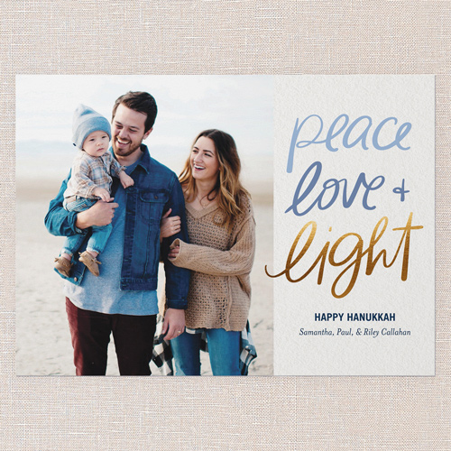 Uplifting Script Hanukkah Card, White, 5x7 Flat, Hanukkah, Luxe Double-Thick Cardstock, Square, White