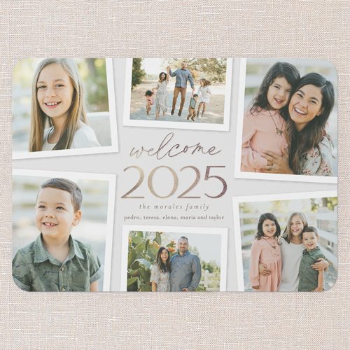 Snapshot Exhibit New Year's Card, Grey, 5x7 Flat, New Year, 100% Recycled Cardstock , Rounded