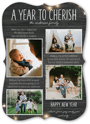 A Year To Cherish New Year's Card, Grey, 5x7 Flat, New Year, Matte, Signature Smooth Cardstock, Bracket, White