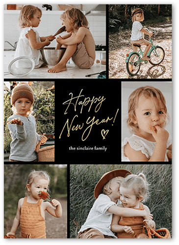 Memories of The Year New Year's Card, Black, 5x7 Flat, New Year, Luxe Double-Thick Cardstock, Square