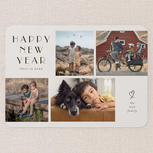 Simple Photo Frames New Year's Card, Grey, 5x7 Flat, New Year, Standard Smooth Cardstock, Rounded