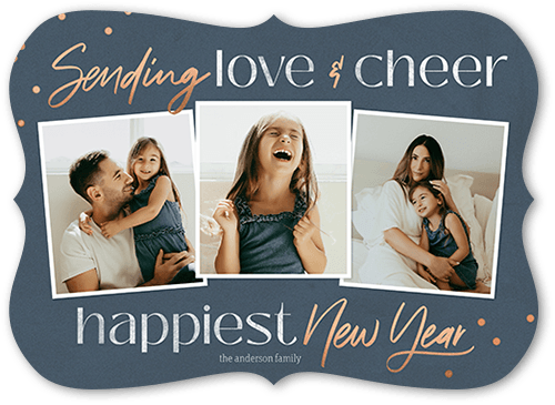 Cheerful Sentiment New Year's Card, Blue, 5x7 Flat, New Year, Matte, Signature Smooth Cardstock, Bracket