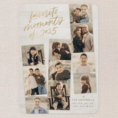 Best Moments Collage New Year's Card, White, 5x7 Flat, New Year, 100% Recycled Cardstock , Rounded, White