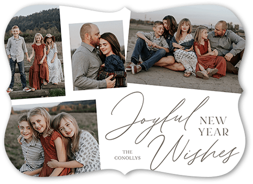 Stacked Photo Frames New Year's Card, White, 5x7 Flat, New Year, Matte, Signature Smooth Cardstock, Bracket