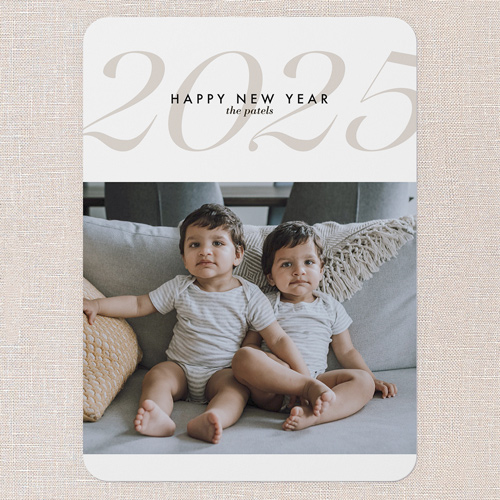 Large Year Header New Year's Card, White, 5x7 Flat, New Year, Standard Smooth Cardstock, Rounded