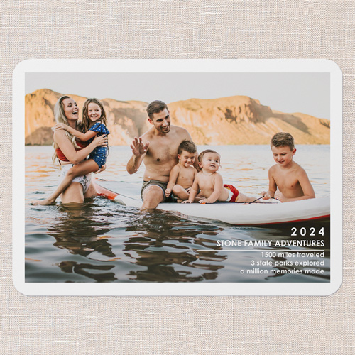 Family Moment New Year's Card, White, 5x7 Flat, Write Your Own, Pearl Shimmer Cardstock, Rounded