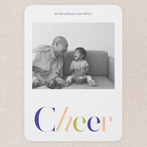 Tilted Greeting New Year's Card, White, 5x7 Flat, New Year, Standard Smooth Cardstock, Rounded, White