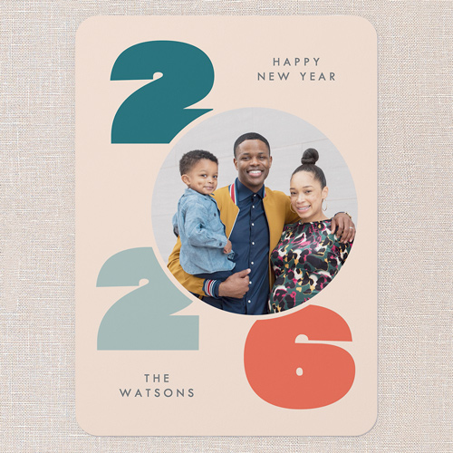 Colorful Charm New Year's Card, Pink, 5x7 Flat, New Year, Matte, Signature Smooth Cardstock, Rounded, Ballet