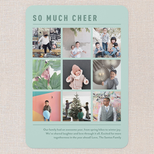 Captivating Cheer New Year's Card, Green, 5x7 Flat, Write Your Own, 100% Recycled Cardstock , Rounded