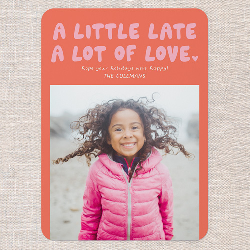 Little Late New Year's Card, Orange, 5x7 Flat, New Year, Pearl Shimmer Cardstock, Rounded, Blaze