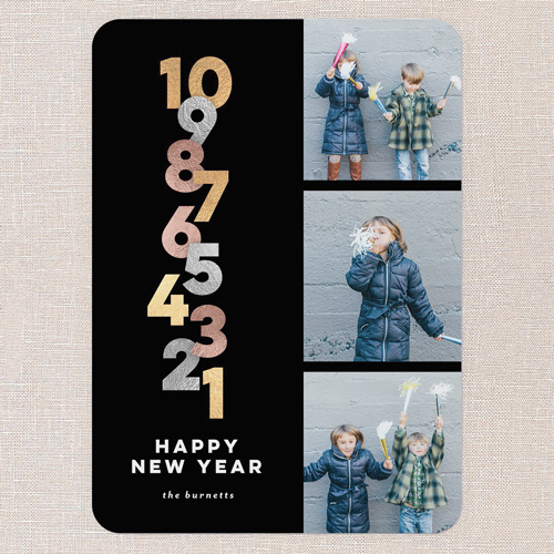 Counting Down New Year's Card, Black, 5x7 Flat, New Year, Matte, Signature Smooth Cardstock, Rounded, Black