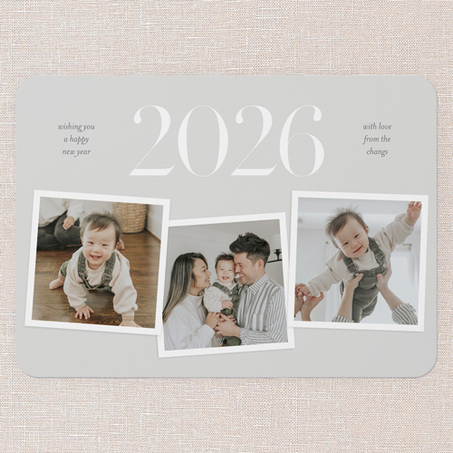 Essential Excitement New Year's Card, Grey, 5x7 Flat, New Year, Pearl Shimmer Cardstock, Rounded, Silver Lining