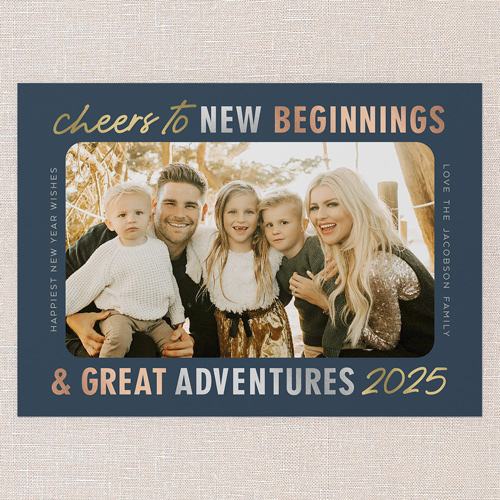 Ethereal Cheer New Year's Card, Blue, 5x7 Flat, New Year, Pearl Shimmer Cardstock, Square