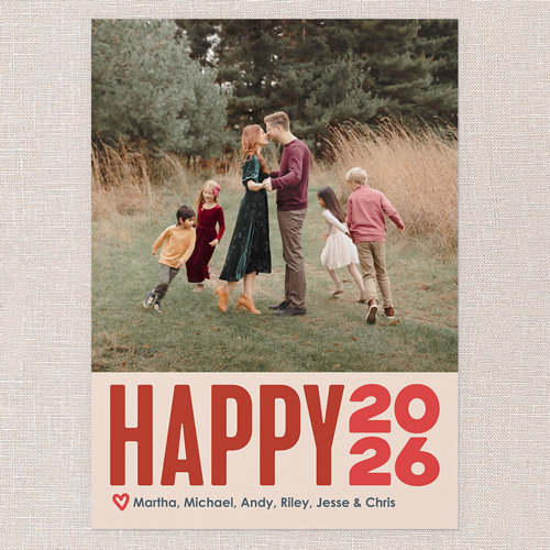 Jolly Year New Year's Card, Red, 5x7 Flat, New Year, 100% Recycled Cardstock , Square, Red