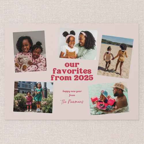 Minimal Scrapbook New Year's Card, Pink, 5x7 Flat, New Year, 100% Recycled Cardstock , Square, Blush