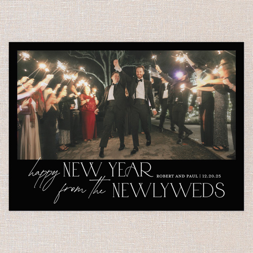 Joyful Vows New Year's Card, Black, 5x7 Flat, New Year, Pearl Shimmer Cardstock, Square, Rich Black