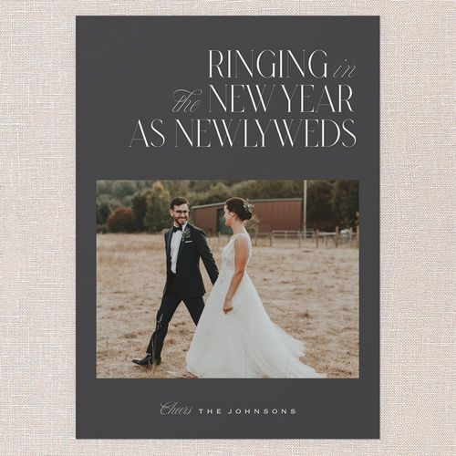 Modern Newlywed New Year's Card, Grey, 5x7 Flat, New Year, Luxe Double-Thick Cardstock, Square, Charcoal