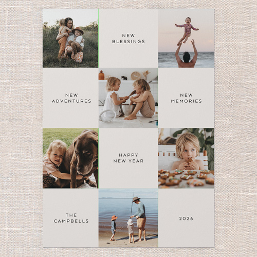 Grid Reflections New Year's Card, Beige, 5x7 Flat, New Year, 100% Recycled Cardstock , Square, Beige