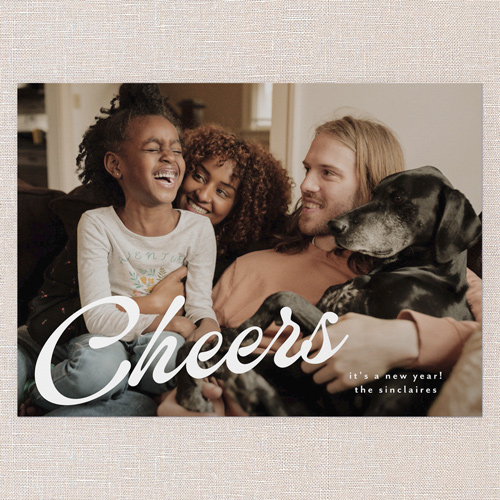 Modern Cheers New Year's Card, White, 5x7 Flat, New Year, Pearl Shimmer Cardstock, Square, White