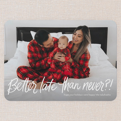 Pajama Joy New Year's Card, White, 5x7 Flat, New Year, 100% Recycled Cardstock , Rounded, White