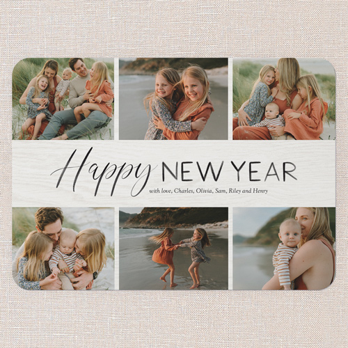 Fresh Start Montage New Year's Card, Beige, 5x7 Flat, New Year, 100% Recycled Cardstock , Rounded, Beige