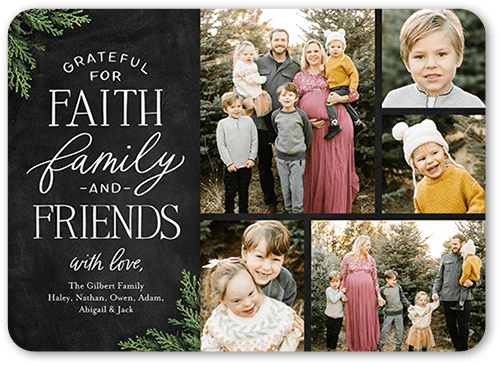 Faith and Family Religious Christmas Card, Black, 5x7 Flat, Religious, Matte, Signature Smooth Cardstock, Rounded