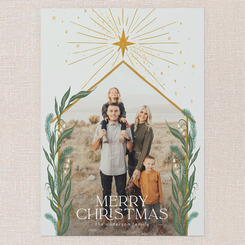 Brightest Star Religious Christmas Card, Yellow, 5x7 Flat, Religious, Pearl Shimmer Cardstock, Square, Golden