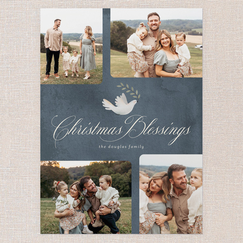 Lovely Dove Religious Christmas Card, Blue, 5x7 Flat, Religious, Luxe Double-Thick Cardstock, Square, Navy