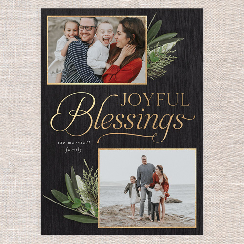 Evergreen Blessings Religious Christmas Card, Black, 5x7 Flat, Religious, Standard Smooth Cardstock, Square, Black
