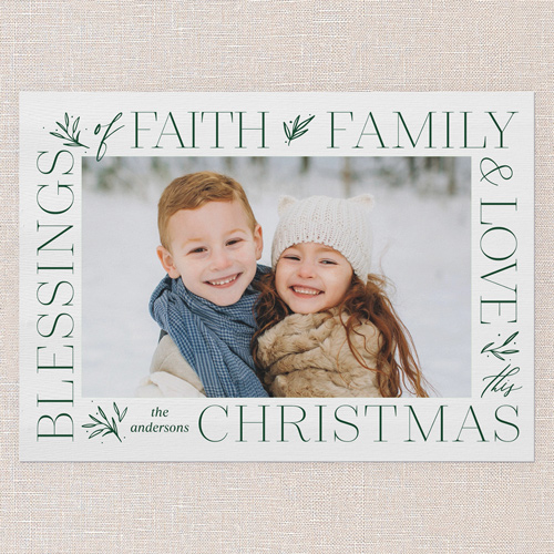 Blessed Border Religious Christmas Card, White, 5x7 Flat, Religious, Standard Smooth Cardstock, Square, White