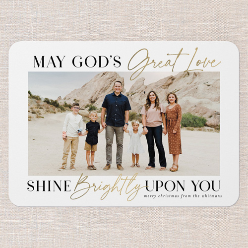 Beam Brightly Religious Christmas Card, White, 5x7 Flat, Religious, 100% Recycled Cardstock , Rounded, White