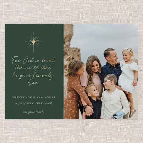 Radiant Blessing Religious Christmas Card, Green, 5x7 Flat, Religious, Standard Smooth Cardstock, Square, Pine Grove