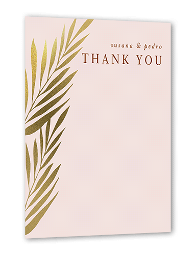 Brilliant Pampas Wedding Thank You Card, Brown, Gold Foil, 5x7 Flat, Pearl Shimmer Cardstock, Square, Chestnut